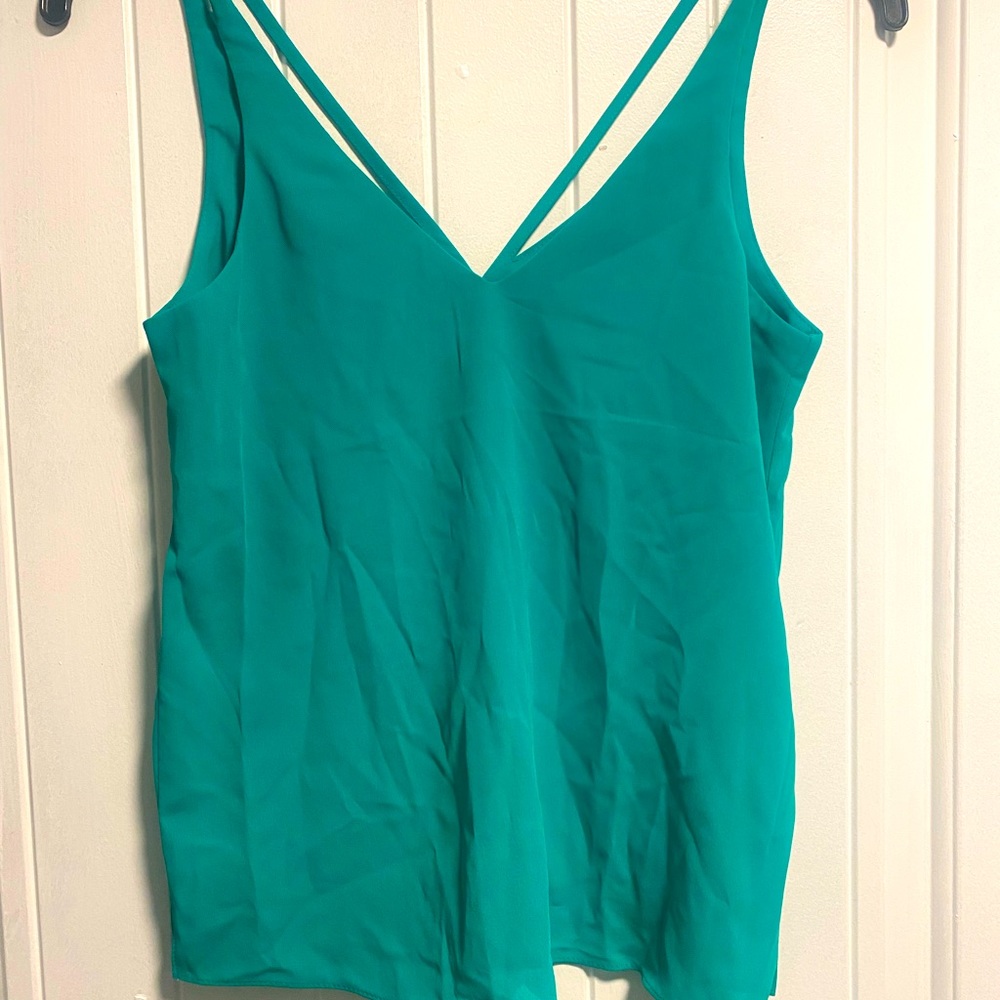 Topshop semi cropped tank, size 2. Emerald green. New without tags